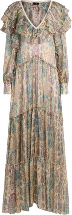 Etro Zijden maxi-jurk met paisley-print en ruches - Beige