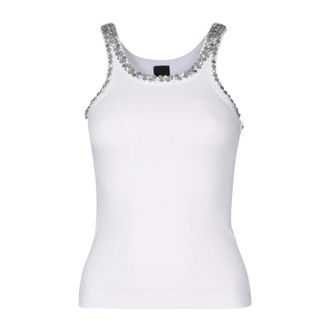 Pinko Sleeveless Tops, female, White, Size: L Coriandoli Canotta Costina