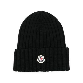 Moncler Logo-patch Ribbed-knit Beanie Hat