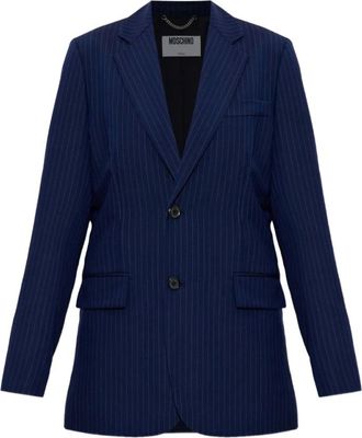 Moschino Jassen, Dames, Blauw, S, Nylon, Maatwerk Zijde en Nylon Jas