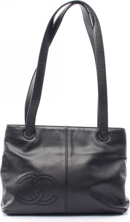 Chanel Black Brown Leather Handbag Tote Bag (Pre-Owned)