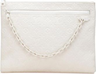 Louis Vuitton Clutch Taurillon A4 in pelle Taurillon con monogramma 2018 - Bianco
