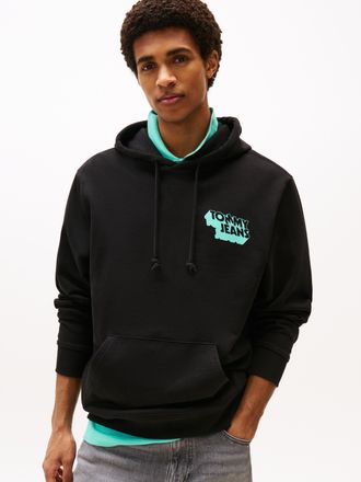 Tommy Jeans Kapuzensweatshirt TOMMY JEANS TJM STACK BACK LOGO HOODIE EXT, Herren, Gr. XXL, schwarz, Sweatware, Obermaterial: 100% Baumwolle, unifarben, regular fi