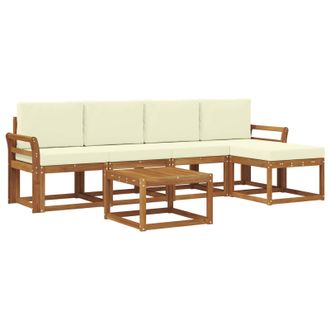 vidaXL Conjunto De Sof&aacute;s De Exterior Con Coj&iacute;n 6 Pcs Natural Y Crema Vidaxl