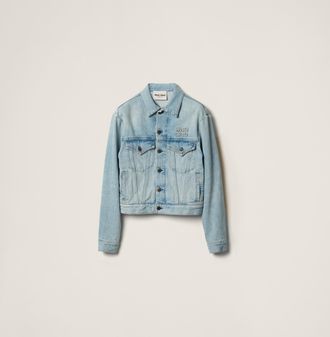 Miu Miu Denim jacket with embroidered logo