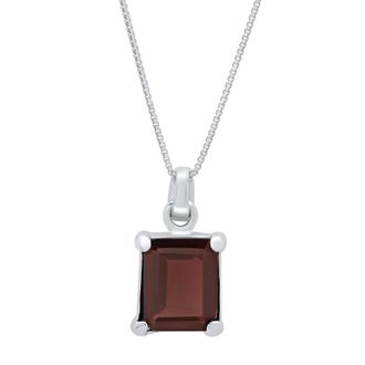 MAX + STONE Sterling Silver 8x10 Emerald Cut Gemstone Pendant