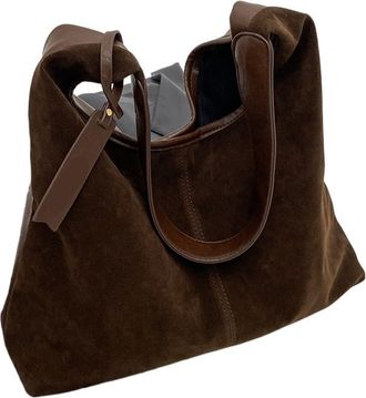 Generic Vintage Suede Hobo Bag Large Capacity Women Tote 2025 Autumn Winter Handbag Commute Shoulder Bags Fashion Trend Underarm(Coffee)