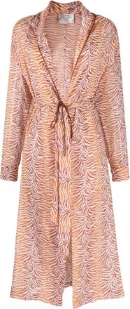Forte_Forte belted tiger-print maxi coat - women - Cotton/Silk - III - Orange
