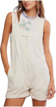 Free People We The Free Jude Shortalls Womens Shorts Ecru : MD (Womens 8-10) 29, Cotton