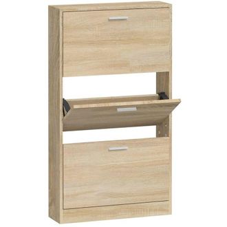 vidaXL Mueble Zapatero Madera Contrachapada Color Roble 59x17x108 Cm Vidaxl