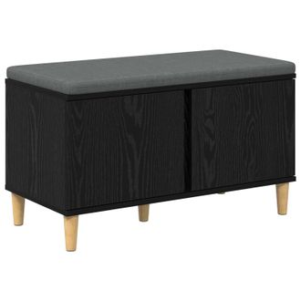vidaXL Banco De Entrada Con Coj&iacute;n Roble Negro 80 X 38 X 46 Cm Vidaxl