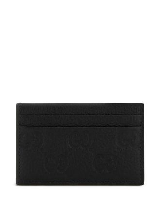 Gucci GG-debossed leather card holder - men - Grained Leather - One Size - Black