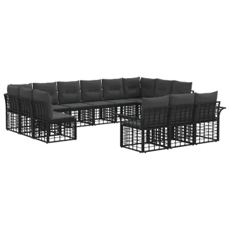 vidaXL Conjunto De Sof&aacute;s De Exterior 13 Pcs Negro Y Gris Oscuro Vidaxl
