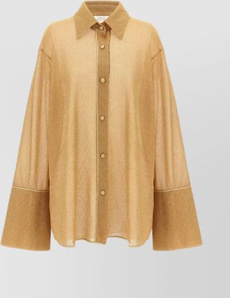 Os&eacute;ree radiance sheer fabric collared shirt