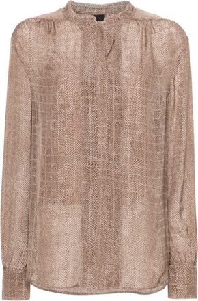 BOSS geometric-print shirt - women - Viscose - 36 - Neutrals