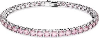 Swarovski Armband Unisex Matrix Tennis Rondgeslepen Roze Gerhodineerd Maat S 5648930 - Dames - Kettingen - Roze - ONE Size - Accessoires