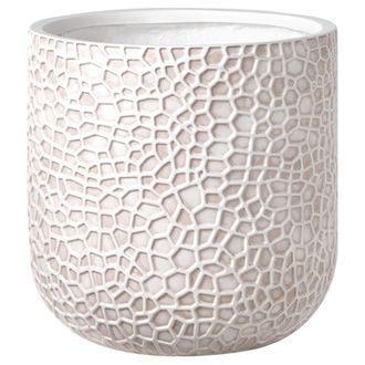 Beliani Maceta Para Exterior E Interior Tiesto Decorativo Redondo De Fibra De Arcilla 43 X 43 X 42 Cm Beige Claro Yuhua