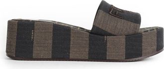 Fendi Sunshine Striped Platform Slides