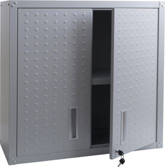 Hhg [nunca Usado] Armario Colgante Hhg-141, Armario De Pared, Armario Para Almacenamiento, Librer&iacute;a, Con Cerradura, Acero, 77 X 77 X 31 Cm, Gris Claro