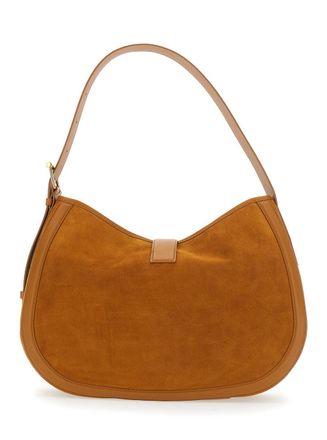 Alexander McQueen Womens Brown Suede Shoulder Bag With T Buckle Calf