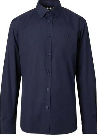Burberry Sherwood Monogram Motif Poplin Shirt, Size Small