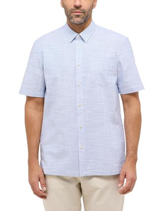 Mustang Kurzarmhemd MUSTANG Herren Style Darien, Herren, Gr. XL, US-Gr&ouml;ssen, blau (blau 5124), Popeline, 100% Baumwolle, meliert, relaxed fit, Hemden Kurzarmh