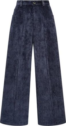 Maliparmi Corduroy Velvet Trouser - Dames - Wijde Broeken - Blauw - XS - Polyester - Broeken