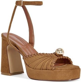 Azalea Wang Cael Ankle Strap Platform Sandal in Brown at Nordstrom, Size 7.5