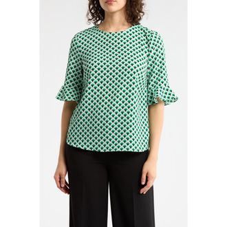CeCe by Cynthia Steffe Crewneck Ruffle Sleeve Top in Holly Green at Nordstrom Rack, Size Xx-Small