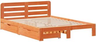 vidaXL Estructura De Cama Sin Colch&oacute;n Madera Maciza Marr&oacute;n 120x190 Cm Vidaxl