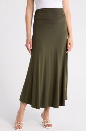 Renee C Foldover Waist Midi Skirt in Olive at Nordstrom Rack, Size X-Large