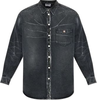 Moschino Denim shirt met logo - Heren - Spijkeroverhemden - Grijs - M - Denim - Overhemden