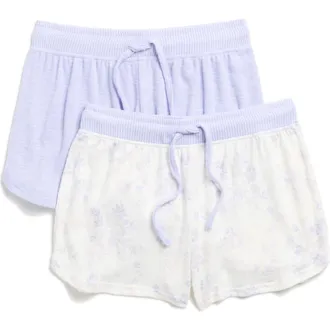 Yogalicious 2-Pack Assorted Slub Pajama Shorts in Ivory Lavender/Lavender at Nordstrom Rack, Size Xx-Small