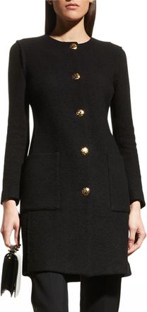 St. John Compact-Knit Boucle Patch-Pocket Jacket