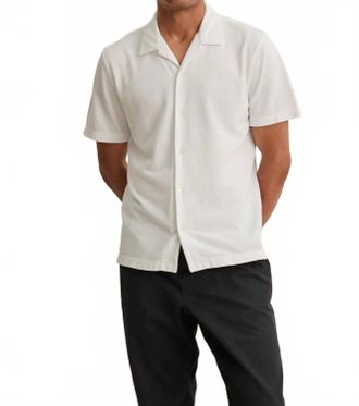 Velvet Martyn Pique Button-Up Shirt In White
