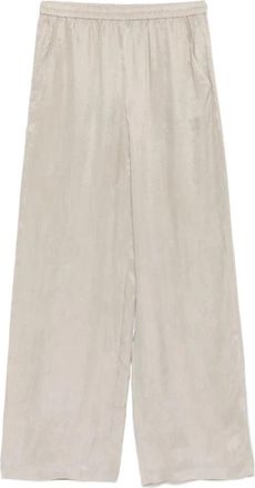 Emporio Armani Broek met elastische tailleband in soepel gewassen lyocell - Dames - Wijde Broeken - Beige - L - Satijn - Broeken
