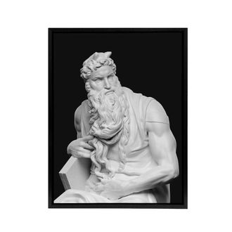 Artery8 Moses Sculpture Statue Buonarroti Vintage Black Framed Canvas Wall Art | Size: W24 x H32