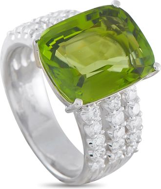 Luxury Bazaar Platinum 0.91ct Diamond and Peridot Ring MF08-052126