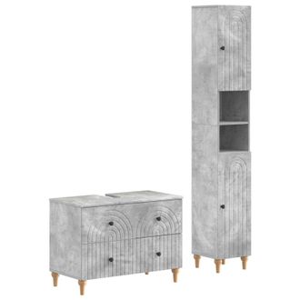 vidaXL Juego De Gabinete De Ba&ntilde;o De 2 Piezas Alkmaar Gris Hormig&oacute;n Vidaxl