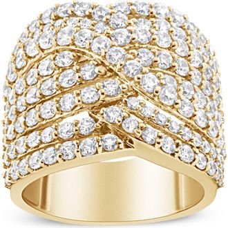 House of Brilliance 10K Gold 3.0 Cttw Diamond Bypass Crossover Statement Band Ring in Yellow Gold at Nordstrom, Size 6