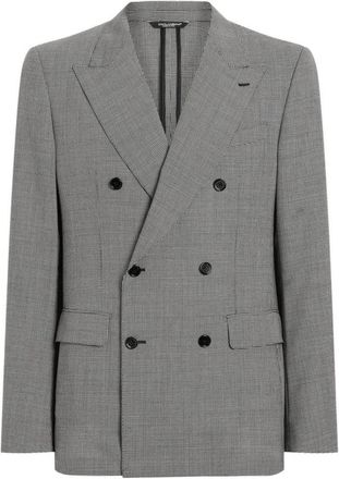 Dolce & Gabbana Dubbelrijige Houndstooth Blazer - Heren - Blazers - Grijs - L - Leer - Jassen