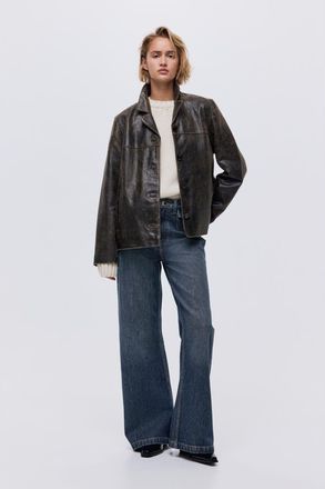 H&M Wide High Jeans in Dark Denim Blue at Nordstrom, Size 10