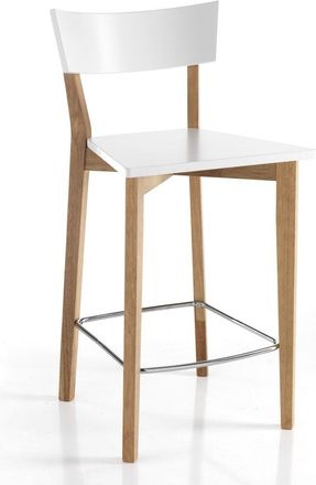 Oresteluchetta Set 2 taburetes madera maciza blanca y roble 94x47x50 cm