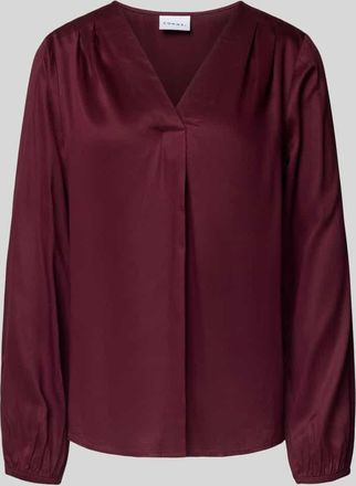 Comma Regular Fit Bluse aus Viskose mit V-Ausschnitt in Bordeaux, Größe 38