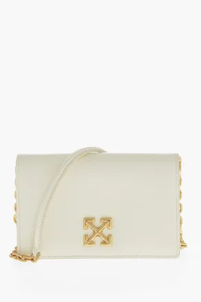 Off-white Mini Borsa JITNEY 0.5 in Pelle con Monogram Dorato e Tracolla Removibile Off-White