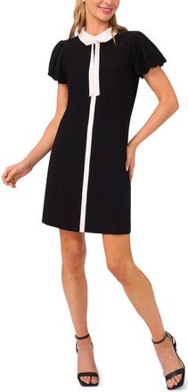 CeCe by Cynthia Steffe Tie Neck Puff Sleeve Dress in Rich Black at Nordstrom, Size X-Large