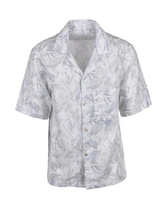 Eleventy White Grey Linen Cotton Shirt