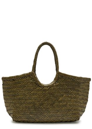 Dragon Diffusion Nantucket Big Woven Leather Tote bag - Khaki - One Size