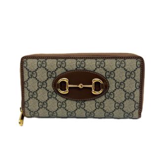 Gucci Beige Brown Gg Supreme Leather Long Wallet (Bi-Fold) (Pre-Owned)