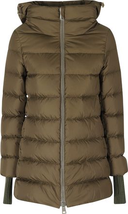 Herno Army Green Hooded Double-Slider Zip Polyamide Jacket
